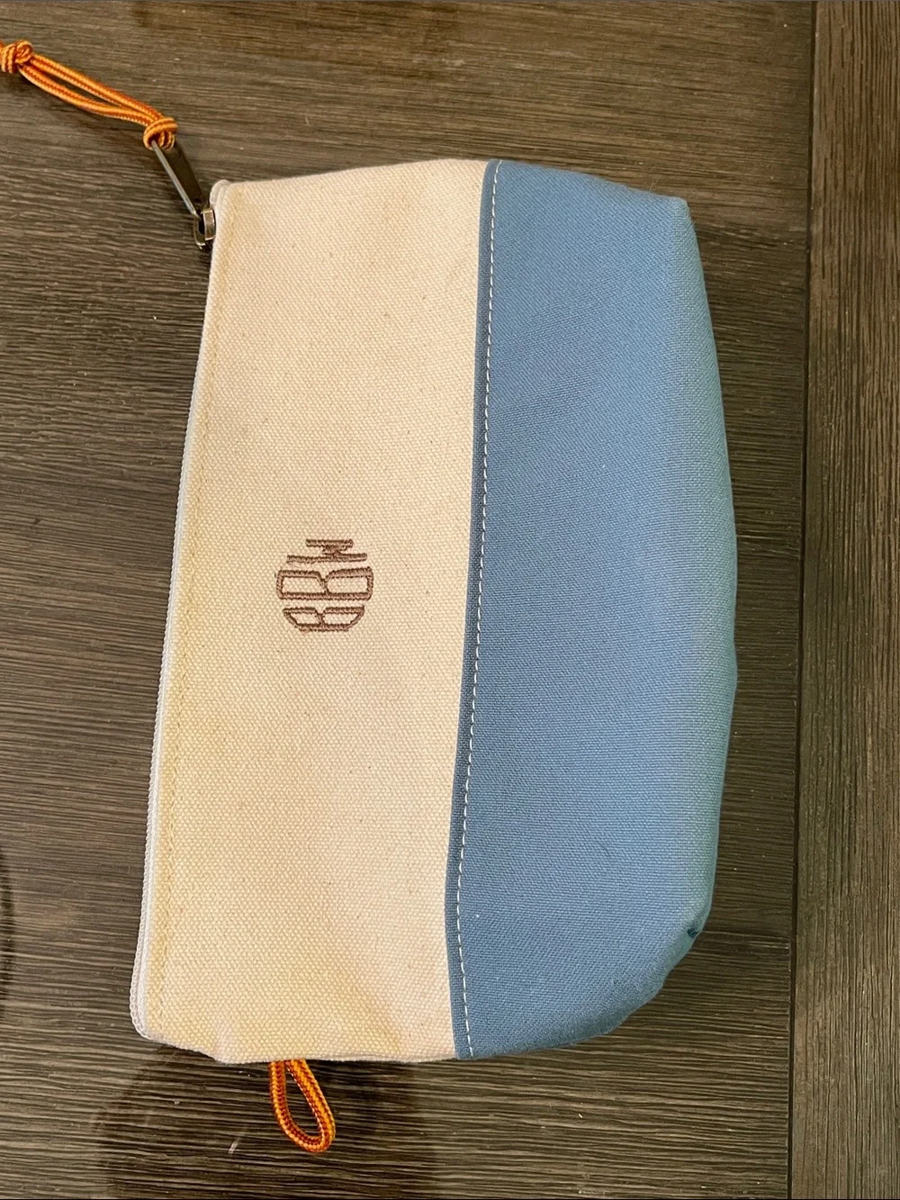 L. L. Bean Boat and Tote Zip Pouch, Blue & Canvas Monogrammed